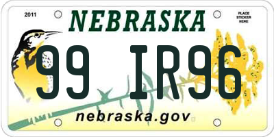 NE license plate 99IR96