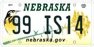 NE license plate 99IS14