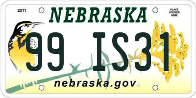 NE license plate 99IS31
