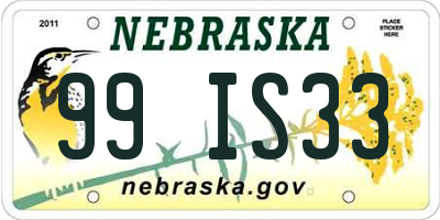 NE license plate 99IS33