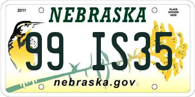 NE license plate 99IS35