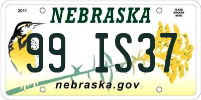NE license plate 99IS37