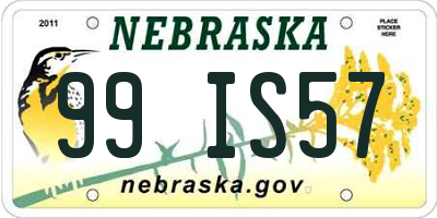 NE license plate 99IS57