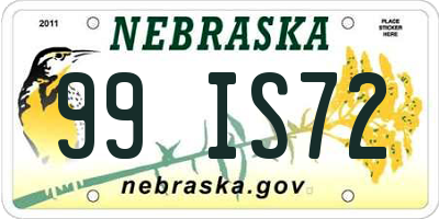 NE license plate 99IS72