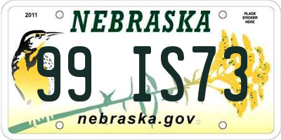 NE license plate 99IS73