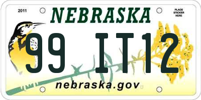 NE license plate 99IT12