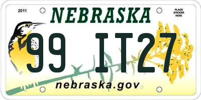 NE license plate 99IT27