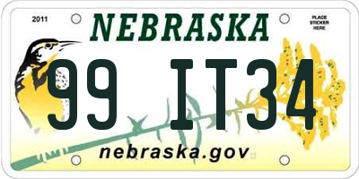 NE license plate 99IT34