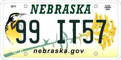 NE license plate 99IT57