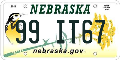 NE license plate 99IT67