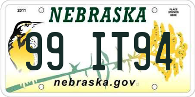 NE license plate 99IT94