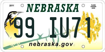 NE license plate 99IU71