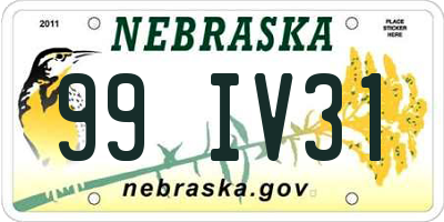 NE license plate 99IV31