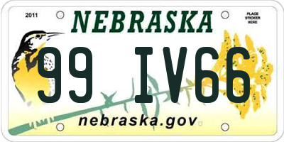 NE license plate 99IV66