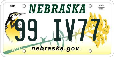 NE license plate 99IV77