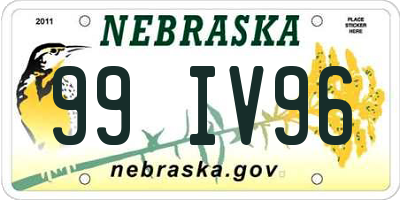 NE license plate 99IV96