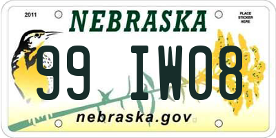 NE license plate 99IW08