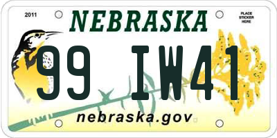 NE license plate 99IW41