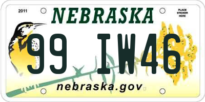 NE license plate 99IW46