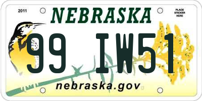 NE license plate 99IW51