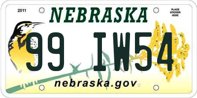 NE license plate 99IW54