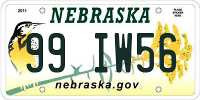 NE license plate 99IW56