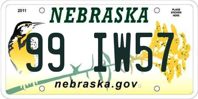 NE license plate 99IW57