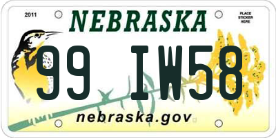 NE license plate 99IW58