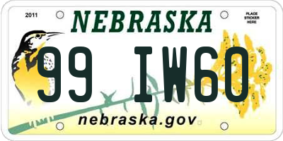 NE license plate 99IW60