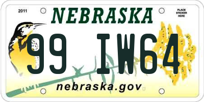 NE license plate 99IW64