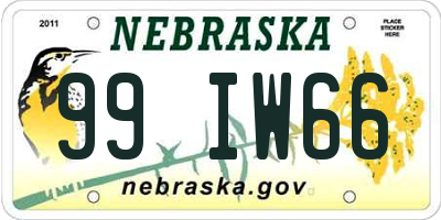 NE license plate 99IW66