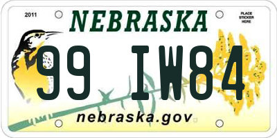 NE license plate 99IW84