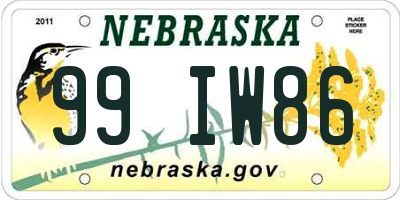 NE license plate 99IW86