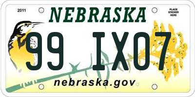 NE license plate 99IX07