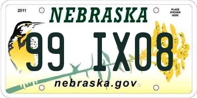 NE license plate 99IX08