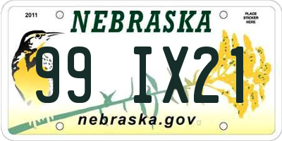 NE license plate 99IX21