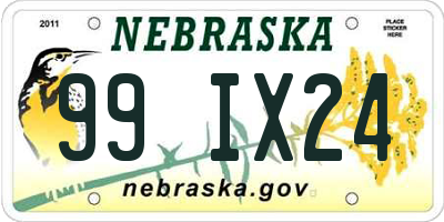 NE license plate 99IX24