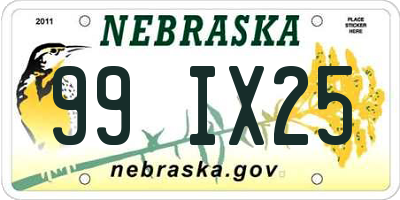 NE license plate 99IX25