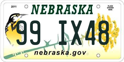 NE license plate 99IX48