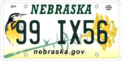 NE license plate 99IX56