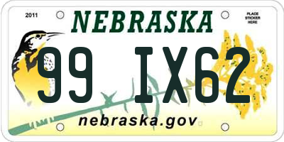 NE license plate 99IX62