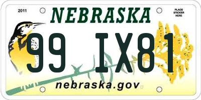 NE license plate 99IX81