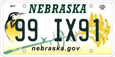 NE license plate 99IX91