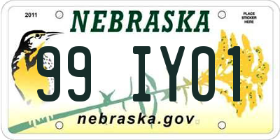 NE license plate 99IY01