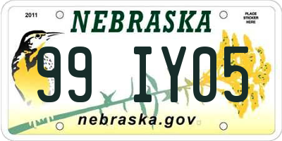 NE license plate 99IY05