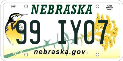 NE license plate 99IY07