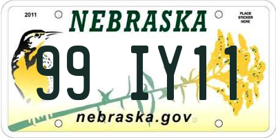 NE license plate 99IY11