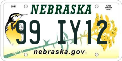 NE license plate 99IY12