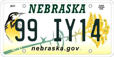 NE license plate 99IY14