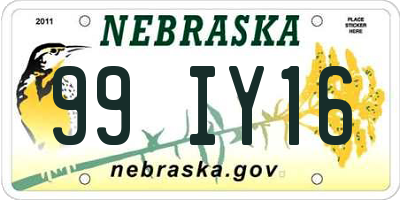 NE license plate 99IY16